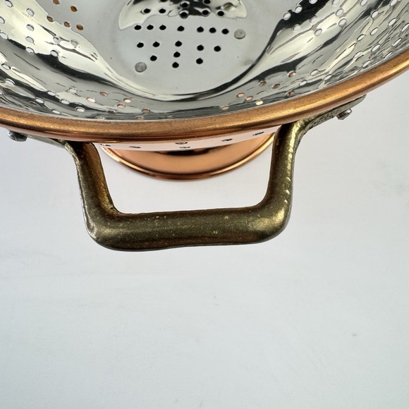 New Vintage ODI Colander Copper Brass Nickel Footed Pedestal 9" Strainer Decor - Picture 5 of 11